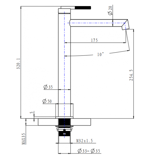 CADDENCE Series Brushed Nickel Tall Basin Mixer