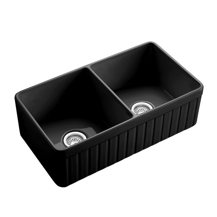 Greenwich Fireclay Farmhouse Double Sink - Black