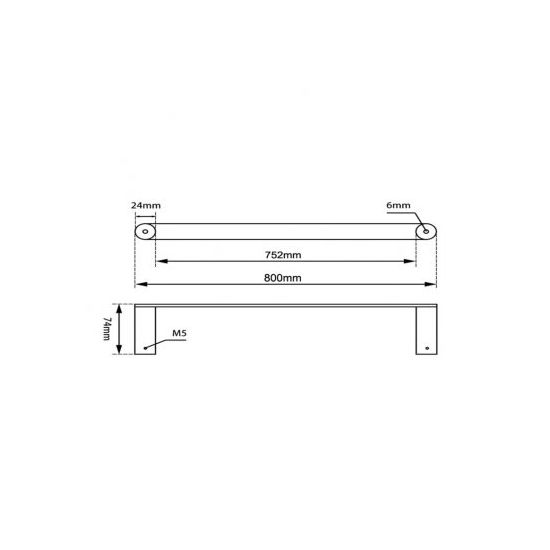 RUSHY Chrome Single Towel Rail 800mm