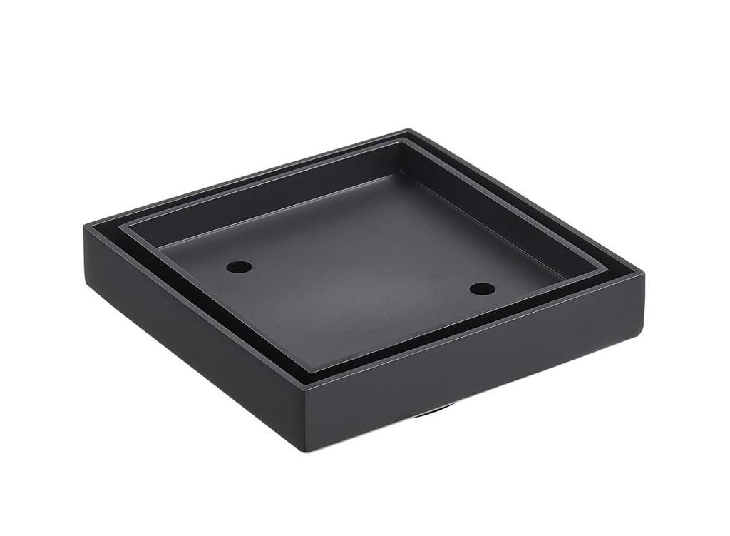 Black Slim Smart Tile Insert Floor Waste 115*115mm