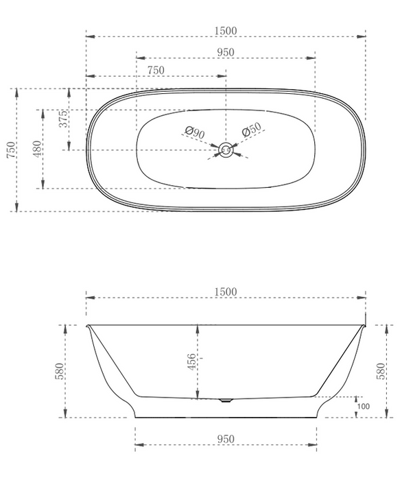 Hampton Freestanding Bath Matte White