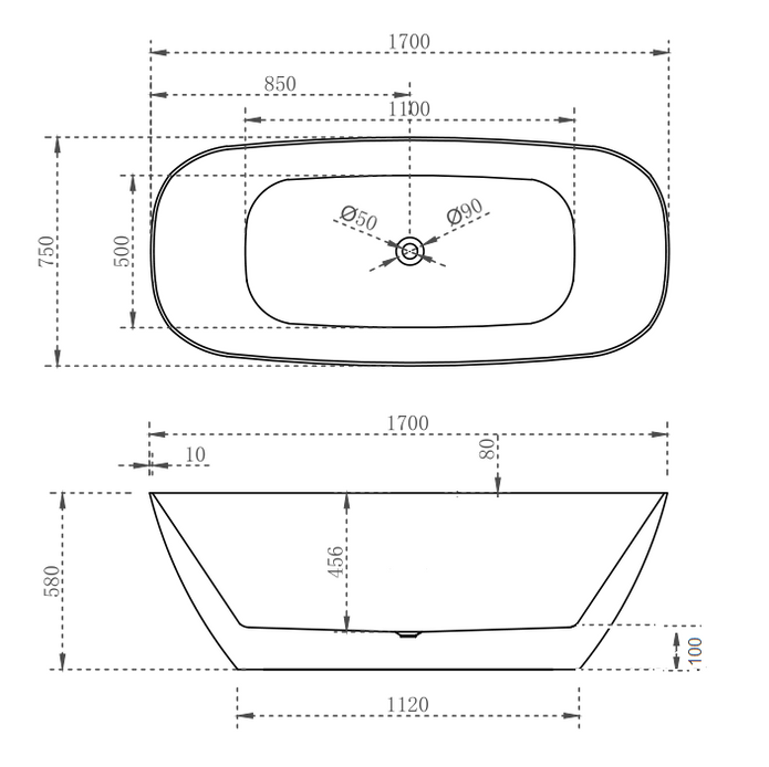 Rec Slimline Bathtub