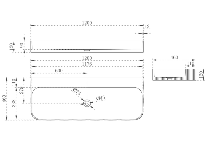 V-Groove Wall Hung Basin