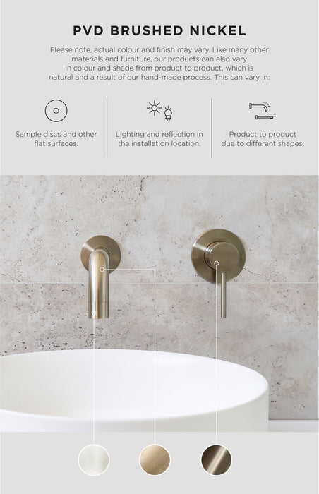 Round Combination Shower Rail, 300mm Rose, Single Function Hand Shower - Brushed Nickel