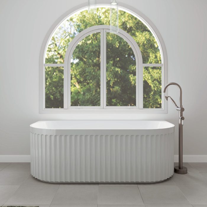 Eleanor Fluted Back-to-Wall Acrylic Bath - Gloss White