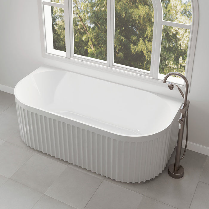 Eleanor Fluted Back-to-Wall Acrylic Bath - Gloss White