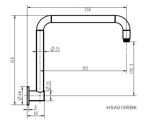 Round High Rise Shower Arm - Chrome