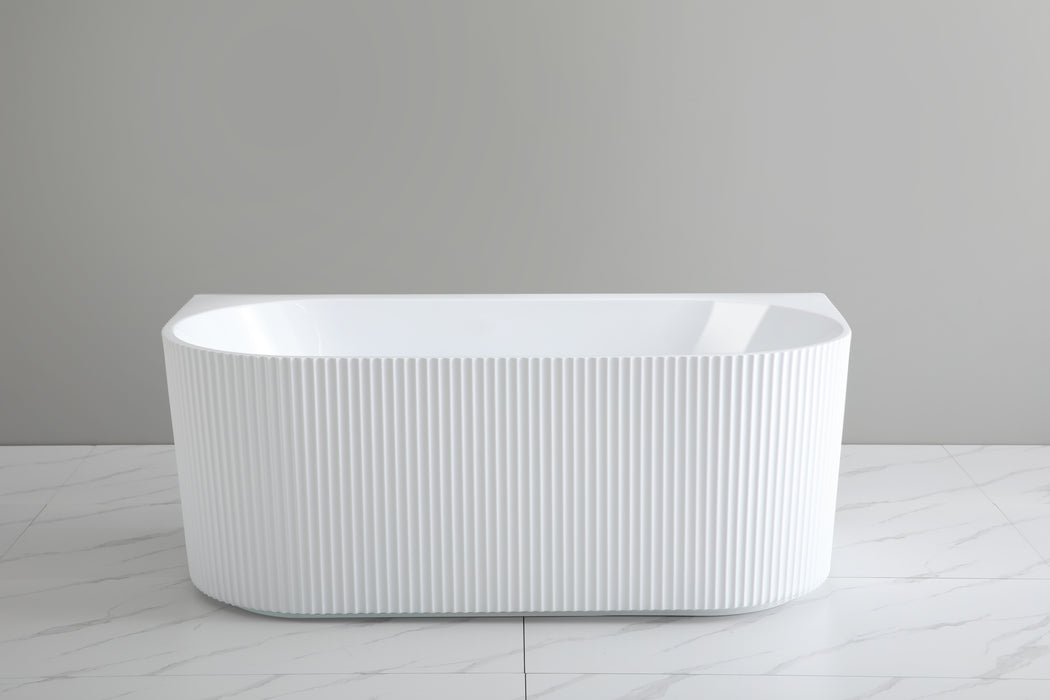 Brighton Groove 1700 Fluted Matte White Acrylic Back to Wall Bath