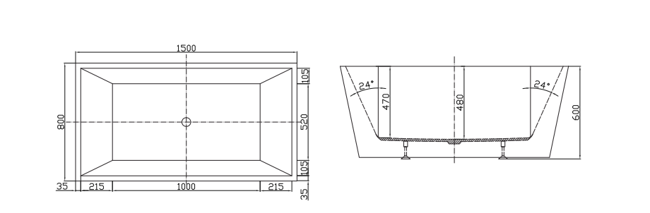 Vienna Freestanding 1500mm  Bathtub