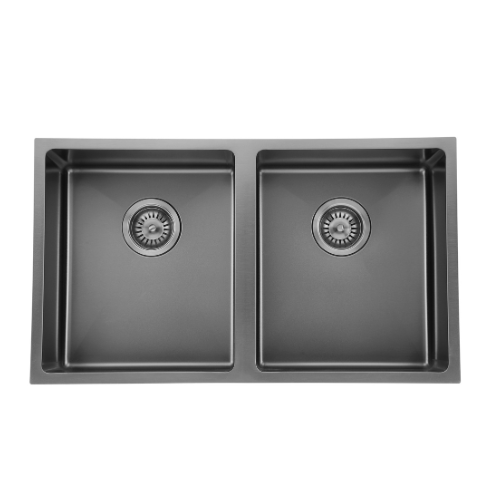 Coloured Double Bowl Sink 26L+26L - Gun Metal