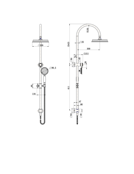 Montpellier Shower Column Set - Brushed Nickel