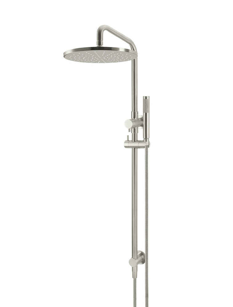 Round Combination Shower Rail, 300mm Rose, Single Function Hand Shower - Brushed Nickel