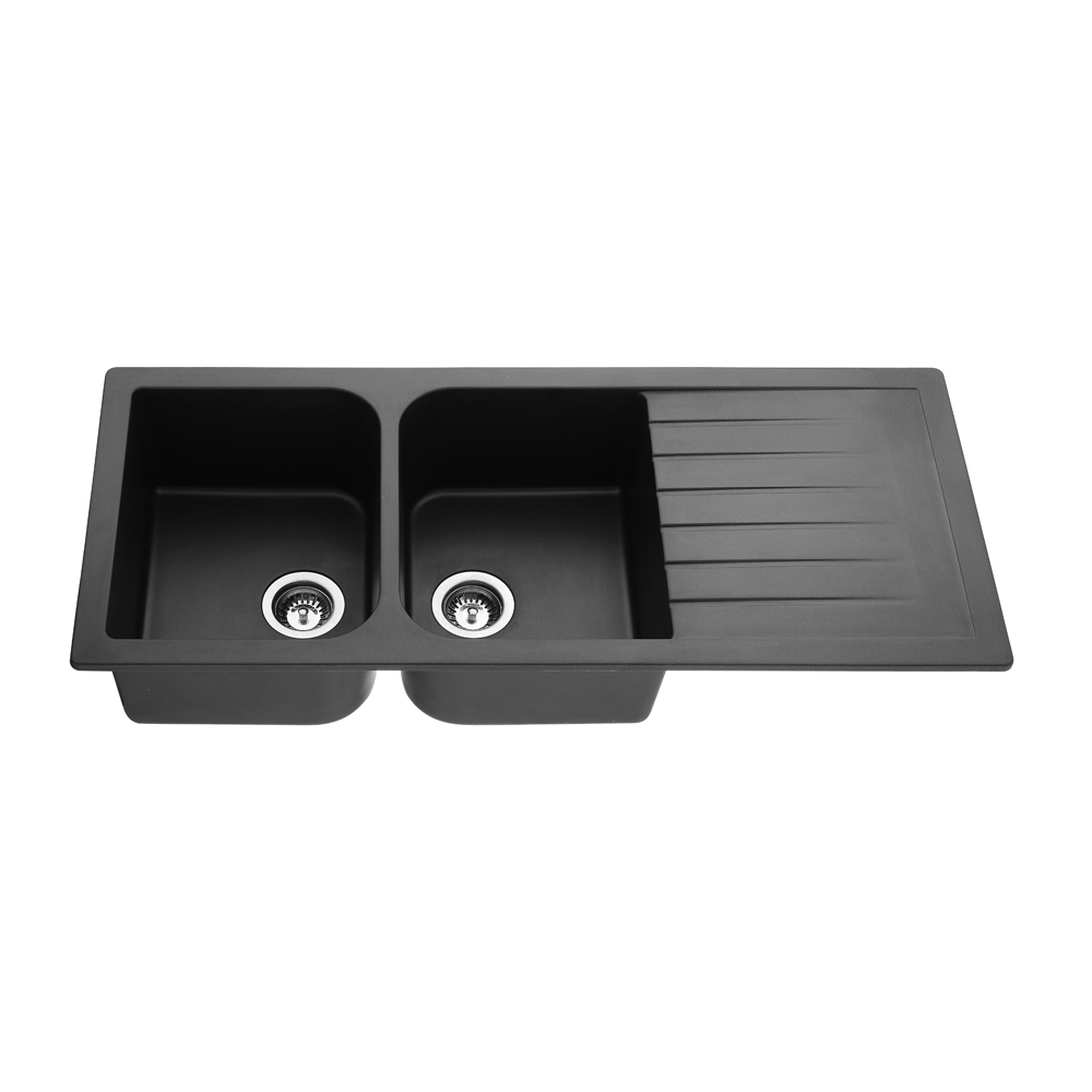 Quartz Top/Undermount Kitchen Sink With Drainer - 1160mm Matte Black