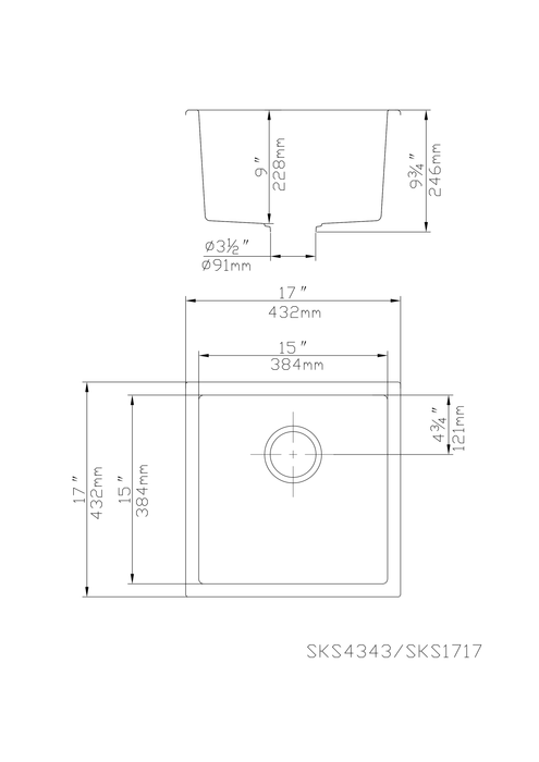 Quartz Top/Undermount Kitchen Sink - 432mm