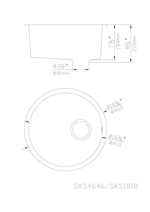 Quartz Top/Undermount Kitchen Sink - 466mm Matte Black