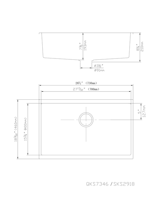 Quartz Top/Undermount Kitchen Sink - 730mm Matte Black