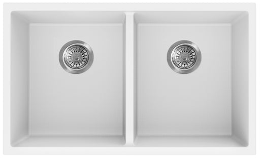 Quartz Top/Undermount Double Bowl Kitchen Sink - 813mm Matte White