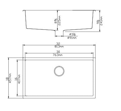 Quartz Top/Undermount Kitchen Sink - 810mm Matte Black