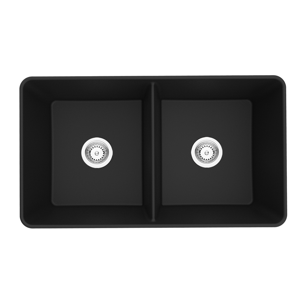 Quartz Double Butler Sink Matte Black - 838mm