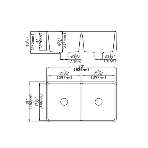 Quartz Double Butler Sink Matte White  - 838mm