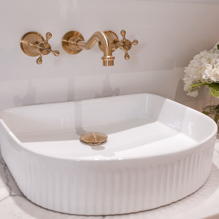 Eleanor Arch Above Counter Fluted Basin - Gloss White