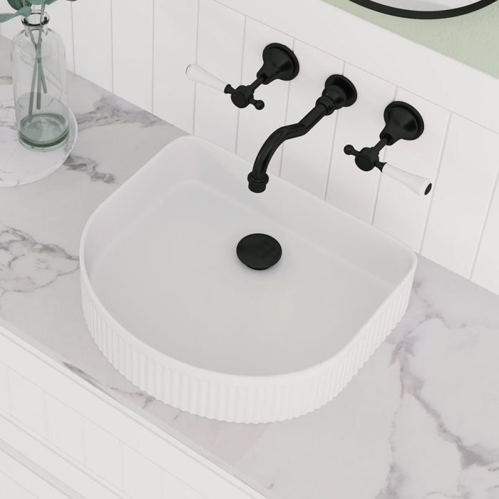 Eleanor Arch Above Counter Fluted Basin - Gloss White