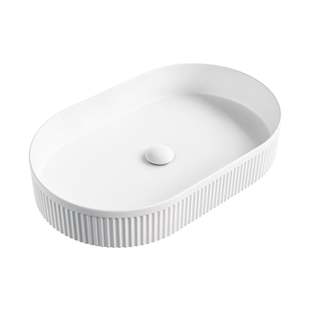 Eleanor Oval Above Counter Fluted Basin - Matte White