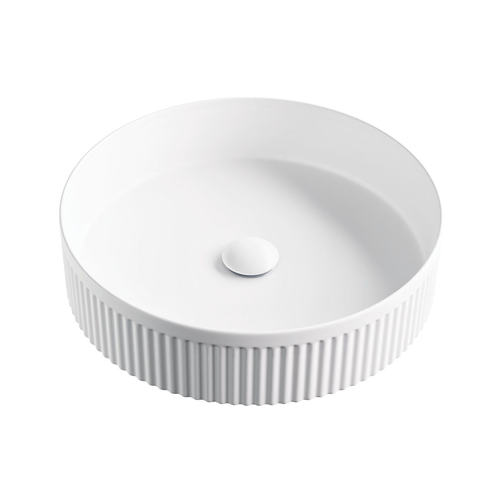 Eleanor Round Above Counter Fluted Basin - Matte White