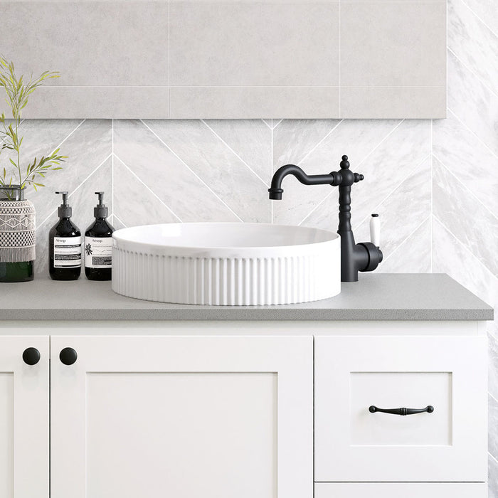 Eleanor Oval Above Counter Fluted Basin - Gloss White