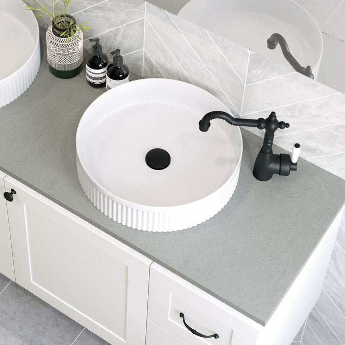 Eleanor Oval Above Counter Fluted Basin - Gloss White