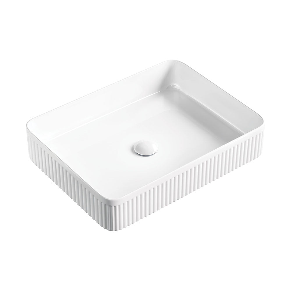 Eleanor Rectangular Above Counter Fluted Basin - Gloss White