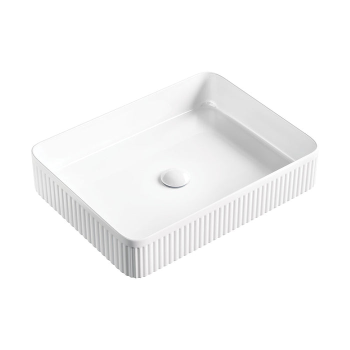 Eleanor Rectangular Above Counter Fluted Basin - Gloss White