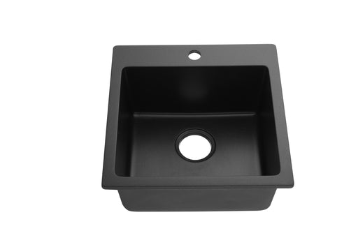 Quartz Top Mount Laundry Tub  - 450mm Matte Black