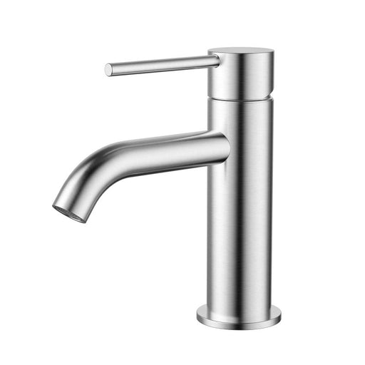 Star Mini Basin Mixer Curved Spout - Brushed Chrome