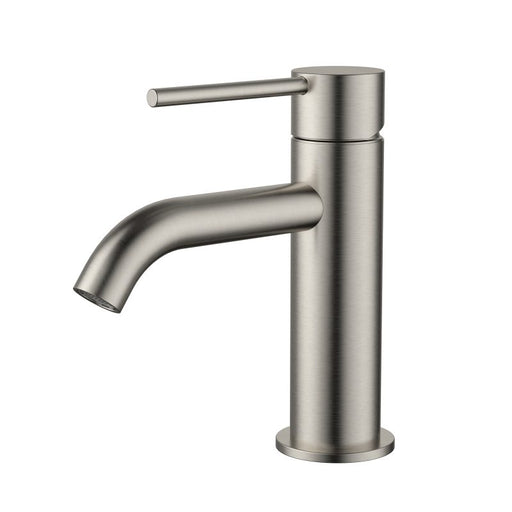 Star Mini Basin Mixer Curved Spout - Brushed Nickel