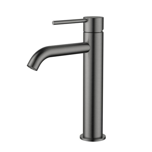 Star Mini Mid-Rise Basin Mixer Curved Spout - Gun Metal