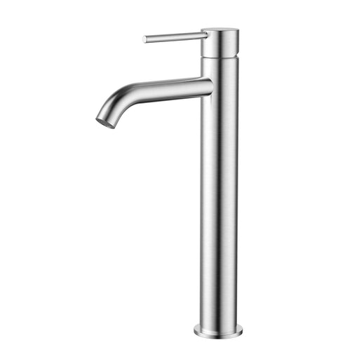 Star Mini High Rise Basin Mixer Curved Spout - Brushed Chrome