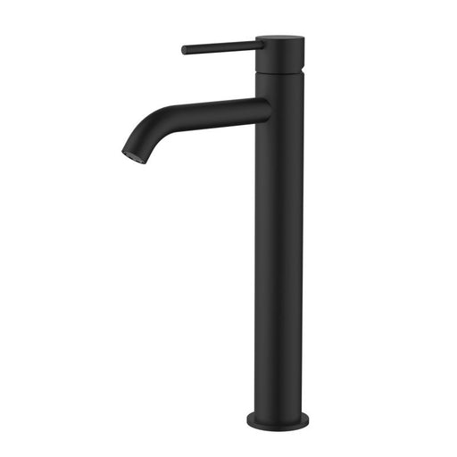 Star Mini High Rise Basin Mixer Curved Spout - Matte Black