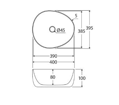 Pebble Small Above Counter Basin - Matte Black