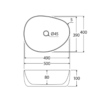 Pebble Medium Above Counter Basin - Matte Black