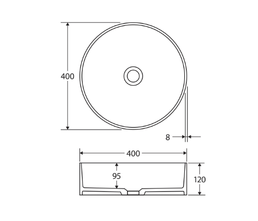 Minka Round Solid Surface Above Counter Basin - Matte Black