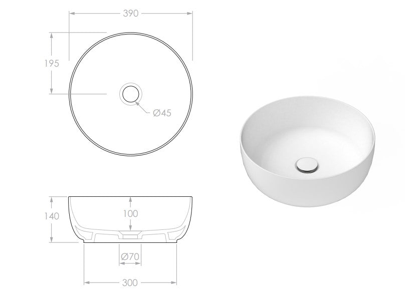 Glam Round Matte White Pearl Basin