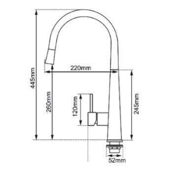 Round Brushed Nickel Pull Out Kitchen Sink Mixer Tap