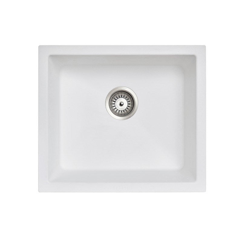 White Granite Single Bowl Kitchen Sink - 533mm