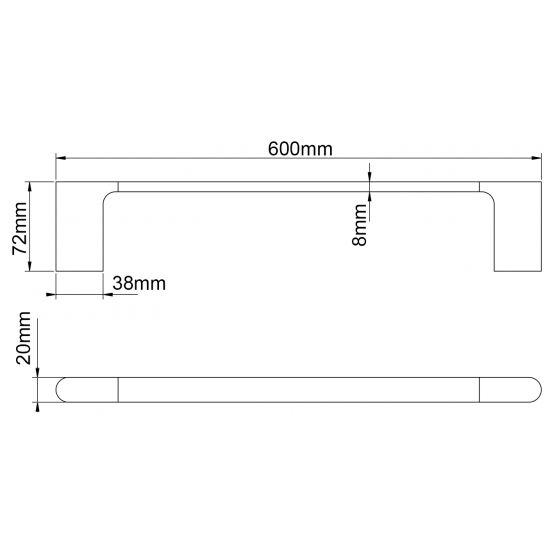 AU Chrome Single Towel Rail 600mm