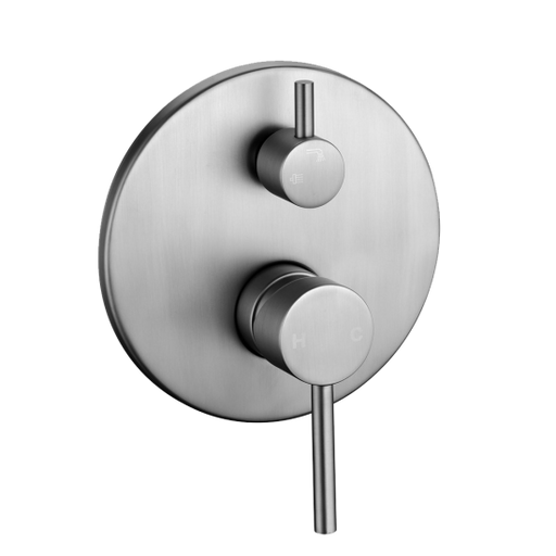 LUCID PIN Round Brushed Nickel Shower/Bath Mixer Diverter