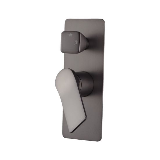 RUSHY Square Brushed Gun Metal Grey Wall Mixer With Diverter