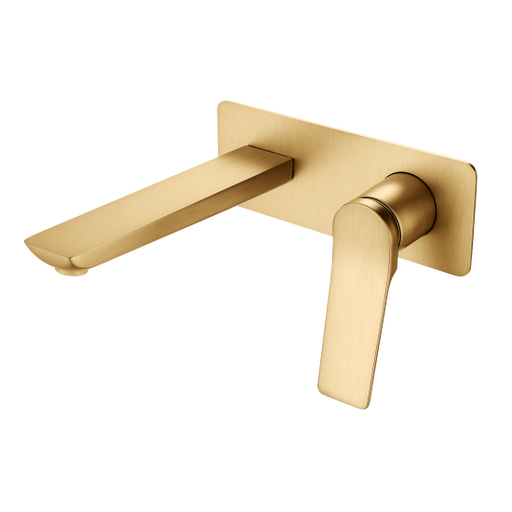 RUSHY Series Square Brushed Brass Wall Mixer with Spout