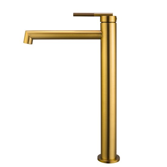 CADDENCE Series Brushed Brass Tall Basin Mixer