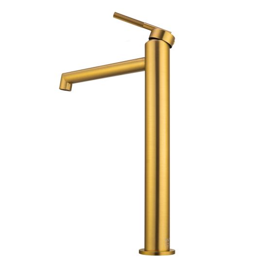 CADDENCE Series Brushed Brass Tall Basin Mixer